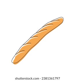 bread baguette color vector illustration
