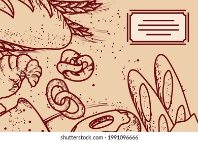 bread baguette donuts sketch banner