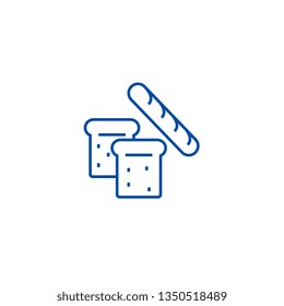 Bread, baguette line icon concept. Bread, baguette flat  vector symbol, sign, outline illustration.