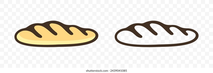 Bread, baguette, long loaf and loaf, graphic design. Bake and bakery, food and meal, vector design and illustration