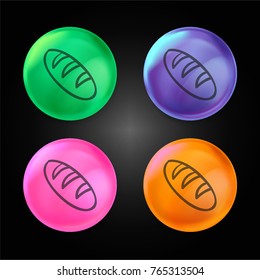 Bread baguette outline crystal ball design icon in green - blue - pink and orange.