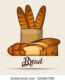 bread baguette in paper bag toasts croissant poster