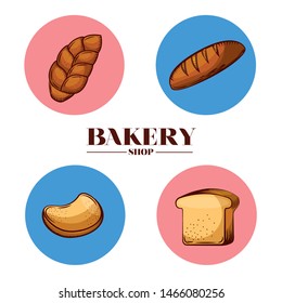 Bread baguette and toast design, Bakery food shop traditional quality style and breakfast theme Vector illustration