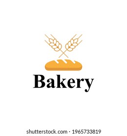 Bread Bake with grain wheat Rice for bakery Logo Design Vector