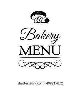 Bread. Baker Badge. Bakery Label. Decorated With Filigree Curls, Curls Vector Illustration