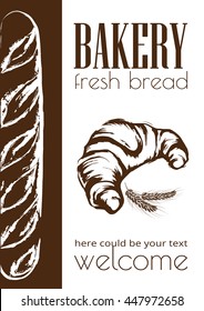 Bread. Baker poster. Vector banner.