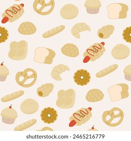 Bread bakery bear shop seamless pattern