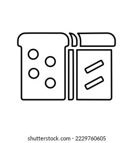 Pan, panadería, desayuno, café icono de contorno. Vector de arte de línea.