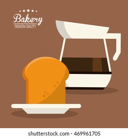 bread bakery coffee kettle food shop icon. Colorfull illustration. Vector graphic