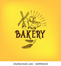 Bread and bakery design. Sketch, doodle vector.
