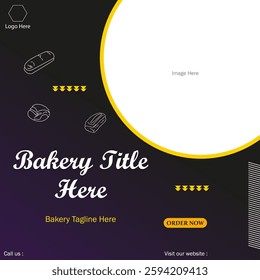 Bread bakery digital banner. Bakery products abstract shapes background design.