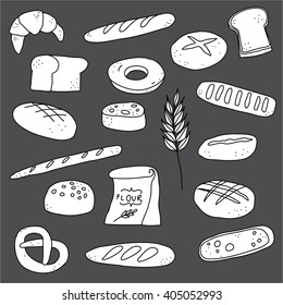 Bread and bakery doodle illustration icon background
