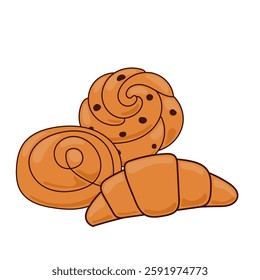 Bread Bakery Drawn Craft hand made Product. Doodle Bread Symbol Isolated on White. Outline Healthy fresh Food Business Symbol Icon.  Gluten Wheat Dessert. Morning Breakfast Sweet and Tasty Theme.