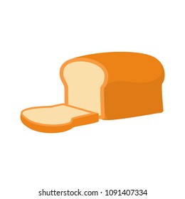 Bread, bakery icon, sliced fresh wheat bread isolated on white background