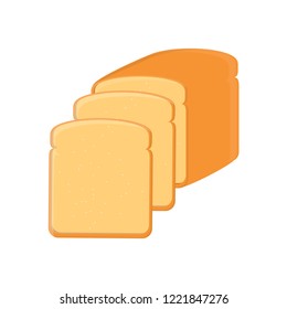 Bread, bakery icon, sliced fresh wheat bread isolated on white background