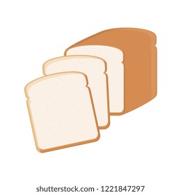 Bread, bakery icon, sliced fresh wheat bread isolated on white background