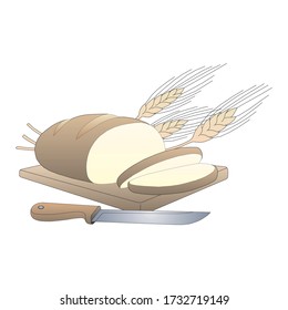 Pan, icono de panadería, pan de trigo fresco rebanado aislado en fondo blanco en EPS10