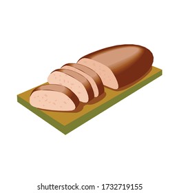 Bread, bakery icon, sliced fresh wheat bread isolated on white background in EPS10