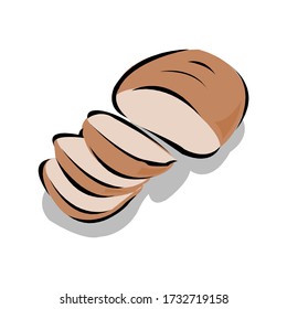 Bread, bakery icon, sliced fresh wheat bread isolated on white background in EPS10