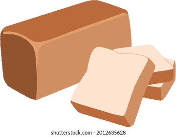 Pan, icono de panadería, pan de trigo fresco en rodajas aislado en fondo blanco