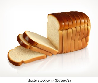 Хлеб, значок пекарни, нарезанный свежий пшеничный хлеб, изолированный на белом фоне