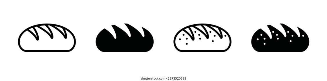 Brotbäckereisymbol, Vektorset. Brotsymbol im Linien- und Flachstil. Bäckereischild und -symbol. Vektorgrafik