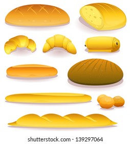 Bread And Bakery Icons Set/ Illustration of a set of various bread, bakery and pastry food icons products and ingredients
