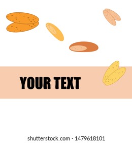 Bread, bakery icons, sliced fresh wheat bread. Vector background.