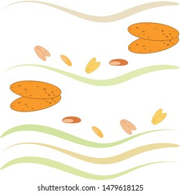Bread, bakery icons, sliced fresh wheat bread. Vector background.