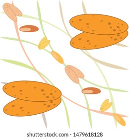 Bread, bakery icons, sliced fresh wheat bread. Vector background.