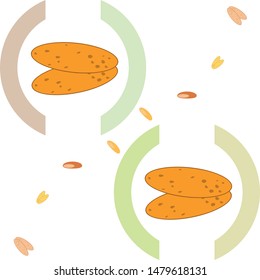 Bread, bakery icons, sliced fresh wheat bread. Vector background.