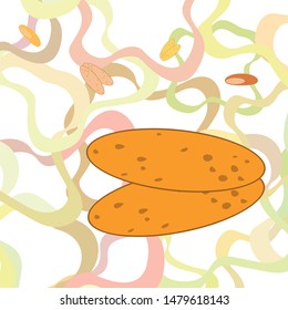 Bread, bakery icons, sliced fresh wheat bread. Vector background.