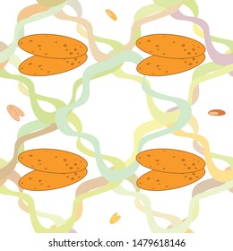 Bread, bakery icons, sliced fresh wheat bread. Vector background.