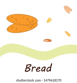 Bread, bakery icons, sliced fresh wheat bread. Vector background.