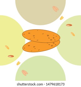 Bread, bakery icons, sliced fresh wheat bread. Vector background.