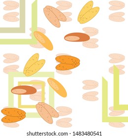 Bread, bakery icons, sliced fresh wheat bread. Vector background.