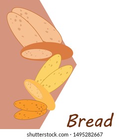 Bread, bakery icons, sliced fresh wheat bread. Vector background.