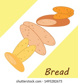 Bread, bakery icons, sliced fresh wheat bread. Vector background.