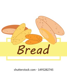 Bread, bakery icons, sliced fresh wheat bread. Vector background.