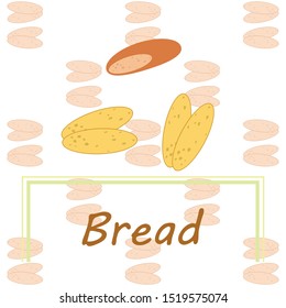 Bread, bakery icons, sliced fresh wheat bread. Vector background.