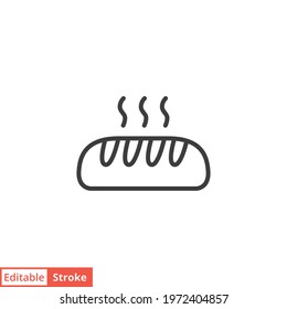 Bread bakery line icon. Simple outline style. Hot, loaf, sweet, kitchen, restaurant concept. Vector illustration isolated on white background. Editable stroke EPS 10