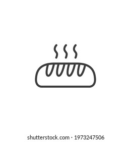 Bread bakery line icon. Simple outline style. Hot, loaf, sweet, kitchen, restaurant concept. Vector illustration isolated on white background. EPS 10