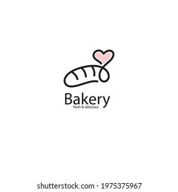 Bread or bakery logo. Symbol of bread and love