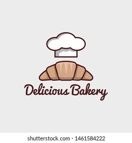 bread and bakery modern logo template with outline and flat minimalist style.