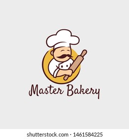 Bread And Bakery Modern Logo Template With Outline And Flat Minimalist Style.