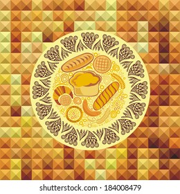 Bread bakery mosaic background vector illustration