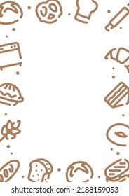 Bread and bakery pattern background for graphic design.A-size vertical frame.