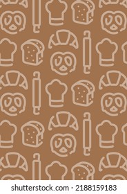 Bread and bakery pattern background for graphic design.A-size vertical.