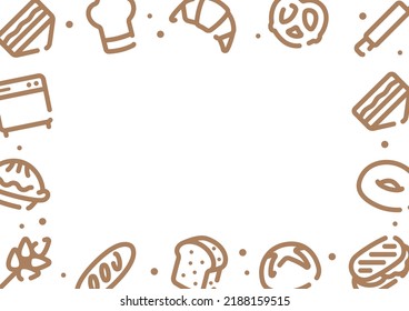 Bread and bakery pattern background for graphic design.A-size horizontal frame.