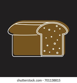 Bread bakery product in doodle style icons vector illustration for design and web  on black background. Bakery bread product vector object for labels and logo